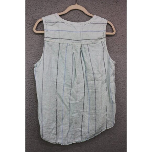 C & C California Sleeveless 100% Linen Button Up Tunic-Size Large-Beachy - Picture 6 of 8